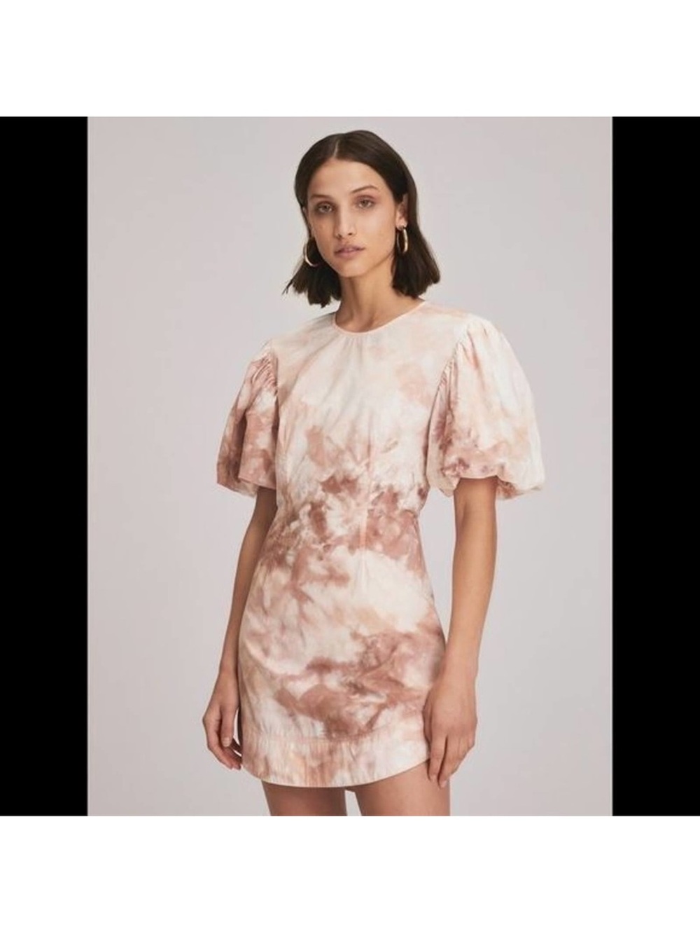 A.L.C. Tie-Dye Puff Sleeve Mini Dress in Blush Brown